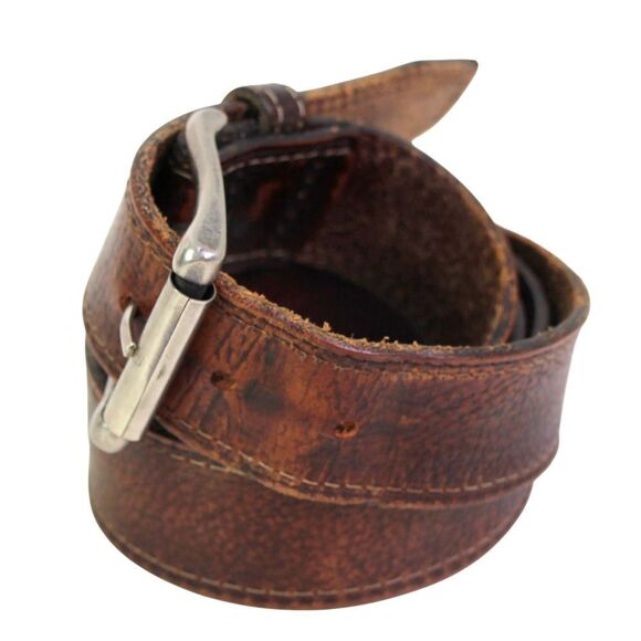 Mexico BROWN GENUINE LEATHER 1 1/2"Wd STITCHED DRESS MEN'S BELT Sz 42/105 (E57 - Picture 3 of 11